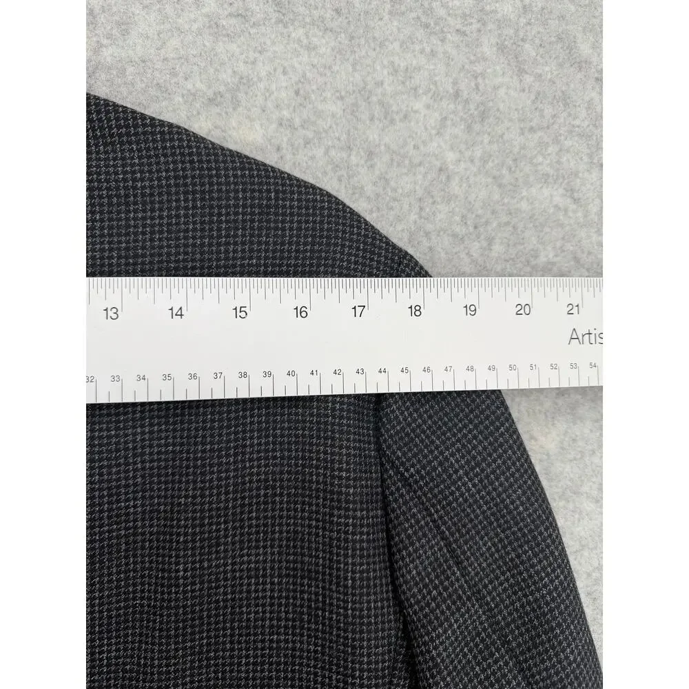 Sandro Paris Houndstooth Gray/Black Wool Two-Button Blazer Size US LARGE (50 FR)